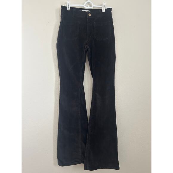 Pull&Bear Corduroy Flare Womens Pants Black Size 2 - Picture 1 of 4